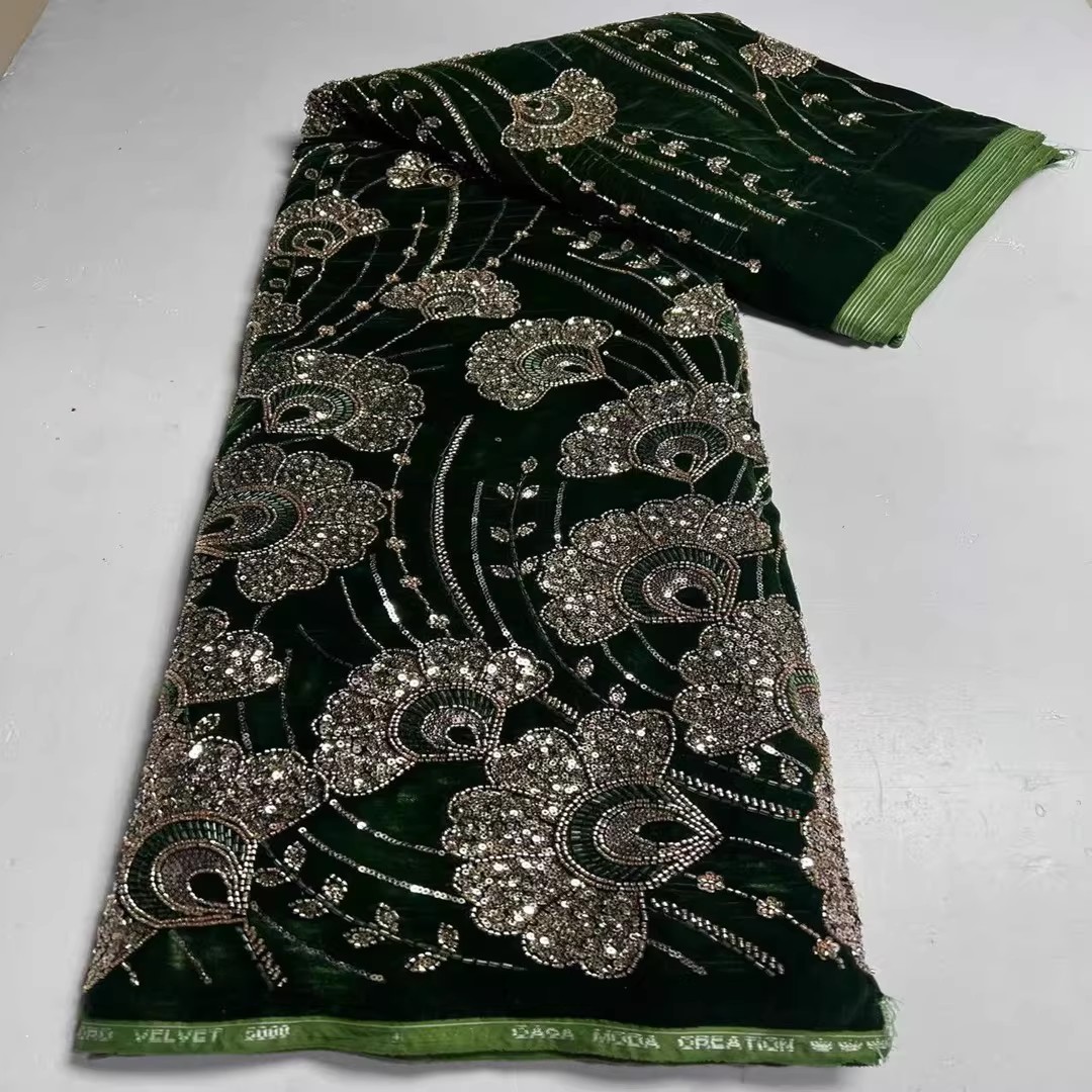 Embroidery Wedding - 5yard New velvet tela Sequin bead