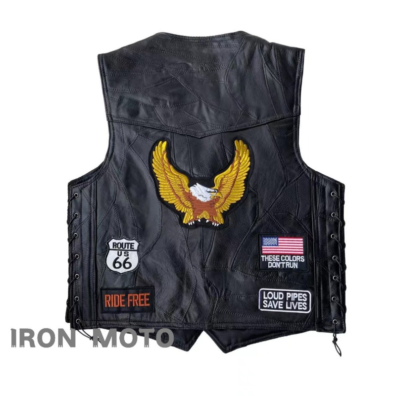 NEW Motorcycle Vests Men Cafe  - огляд і ціна Embroidery On Leather