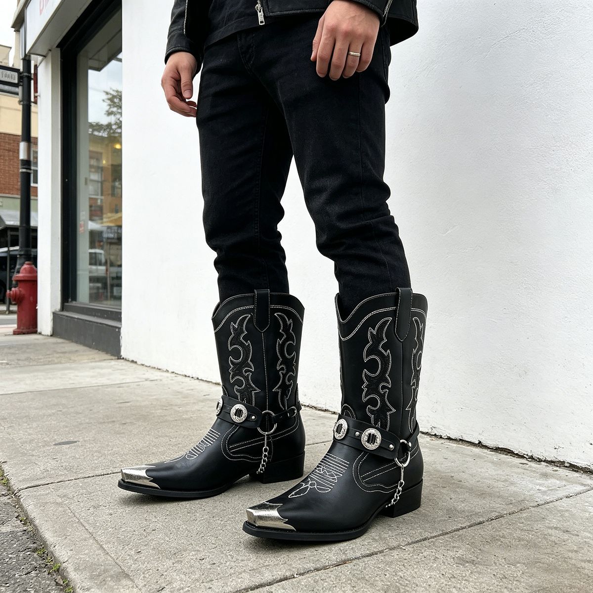 Men's Western Leather Boots wi - огляд і ціна Embroidery On Leather