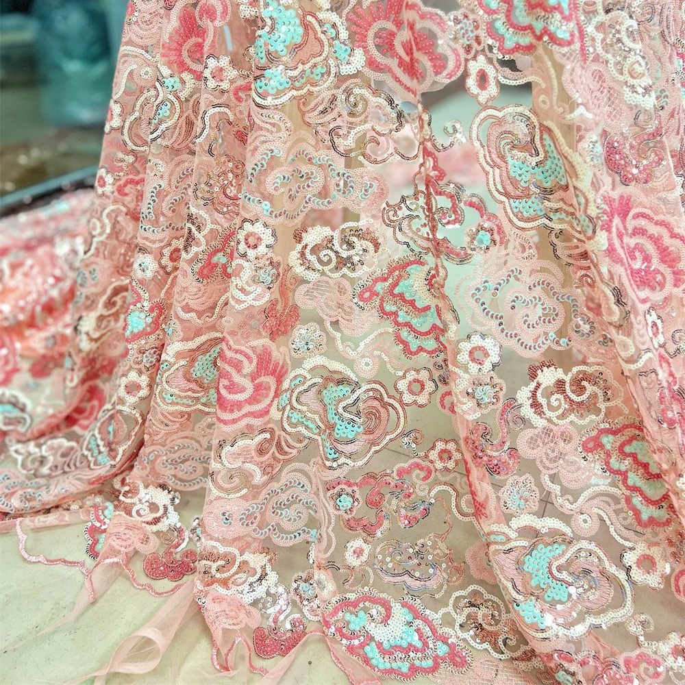 2 Yds/lot 130cm Wide Pink Purp - огляд і ціна Embroidery Wedding