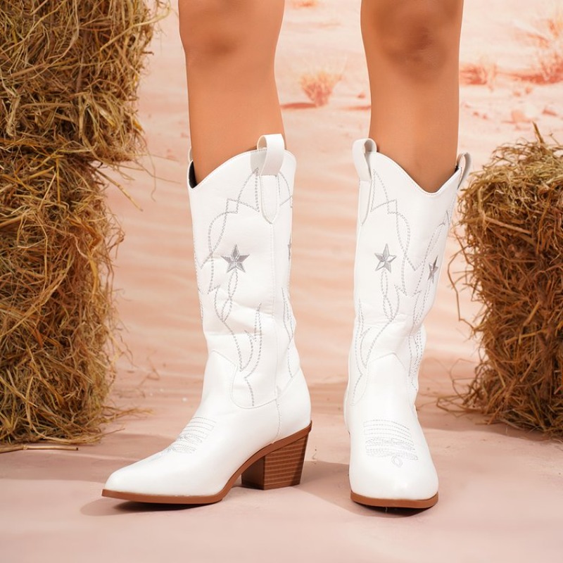 Women's Boots Mid-Calf Pointed - огляд і ціна Embroidery On Leather