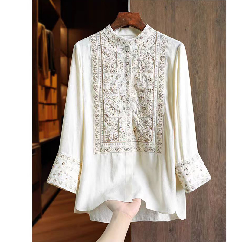 Summer Silk+Rayon Fabric New C - огляд і ціна Embroidery Men Shirt