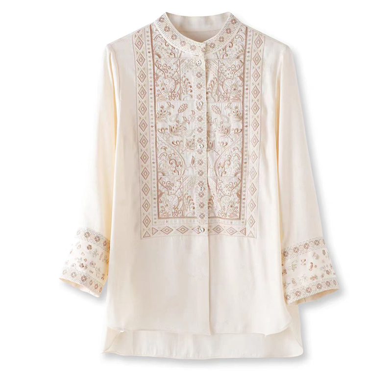 Summer Silk+Rayon Fabric New C - огляд і ціна Embroidery Men Shirt