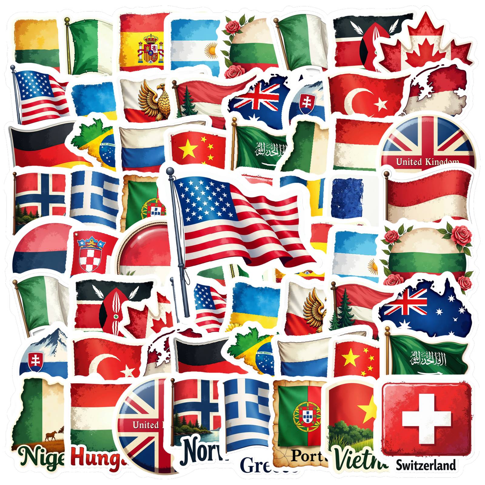 35pcs Country Flag Stickers Wa - огляд і ціна Embroidery World