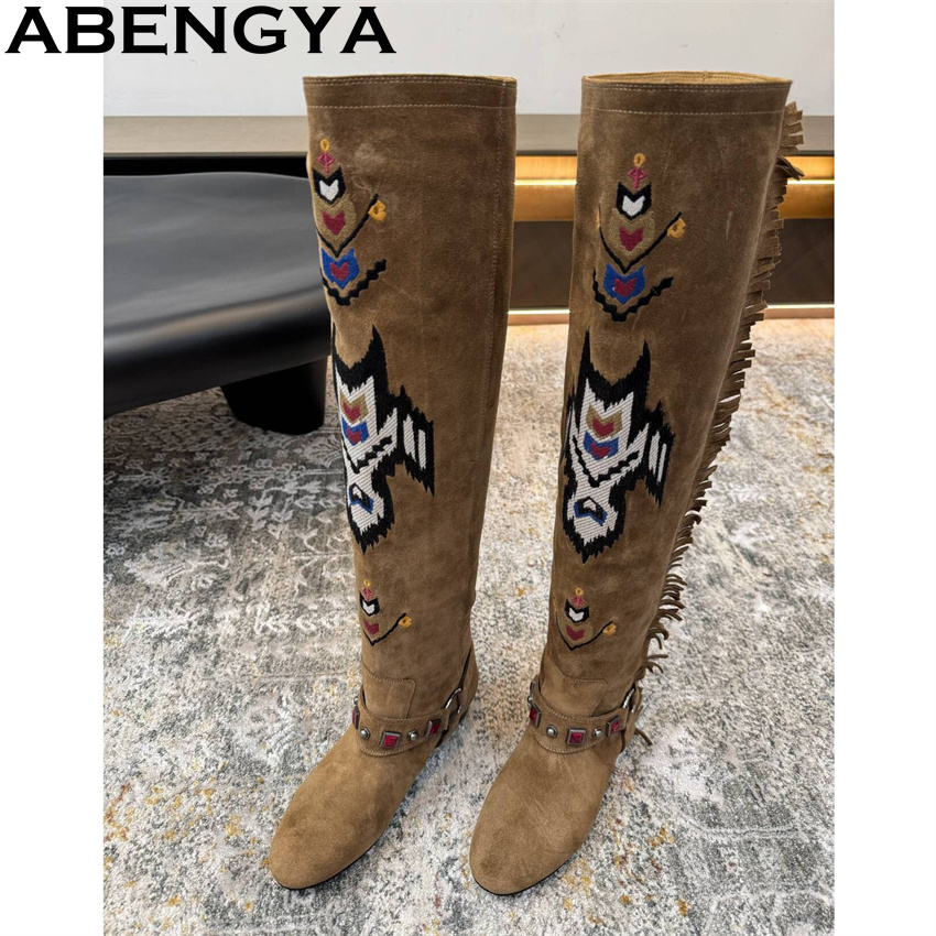 ABENGYA 2026 Winter New Knee H - огляд і ціна Embroidery On Leather