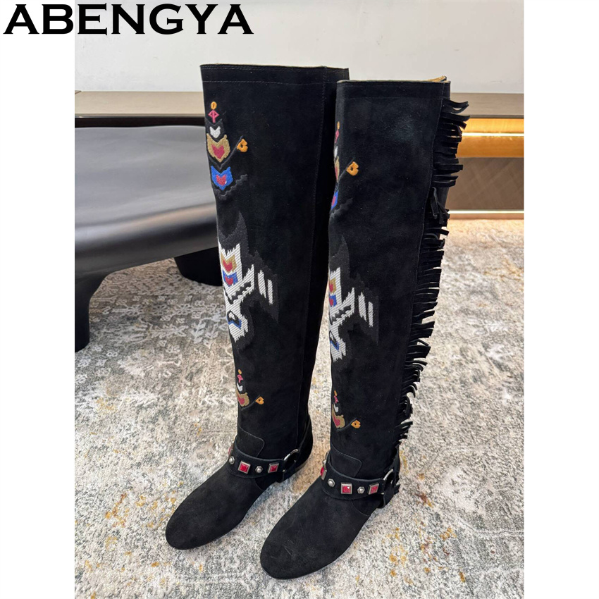ABENGYA 2026 Winter New Knee H - огляд і ціна Embroidery On Leather