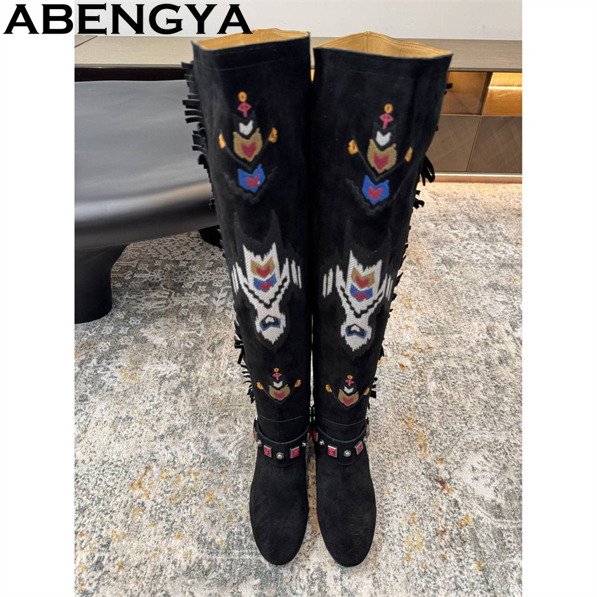 ABENGYA 2026 Winter New Knee H - огляд і ціна Embroidery On Leather