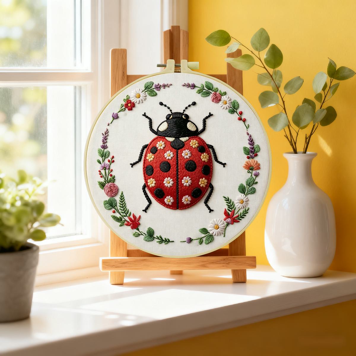 1pc 20X20CM/15X15CM 7.87/6.3in - огляд і ціна Embroidery Lady Bug