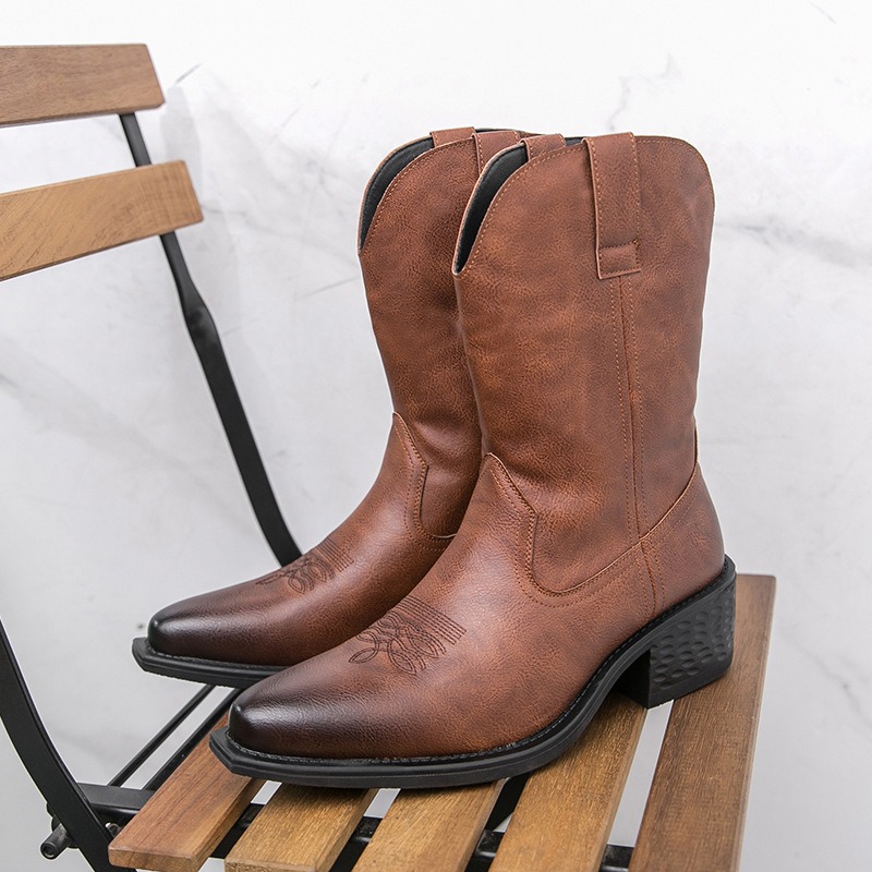 Men Boots Classic Embroidery W - огляд і ціна Embroidery On Leather