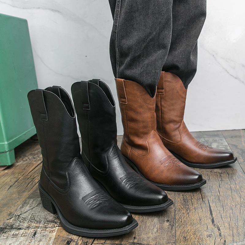Men Boots Classic Embroidery W - огляд і ціна Embroidery On Leather